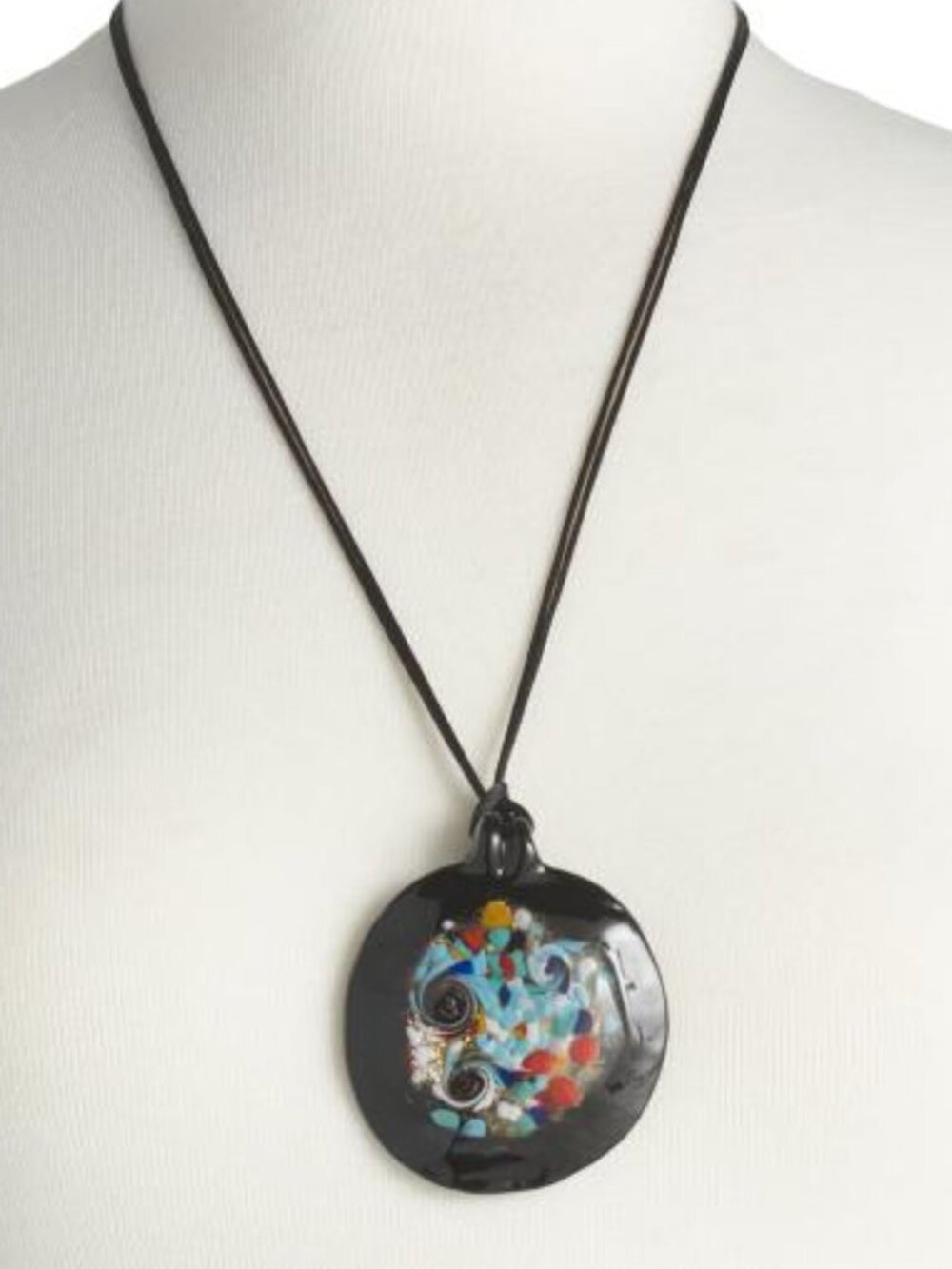 MIA FIORE Made In Italy Murano Glass Disc Necklace With Cord Necklace